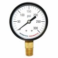 Interstate Pneumatics Pressure Gauge 300 PSI 2 -1/2 Inch Diameter 1/4 Inch NPT Bottom Mount G2022-300